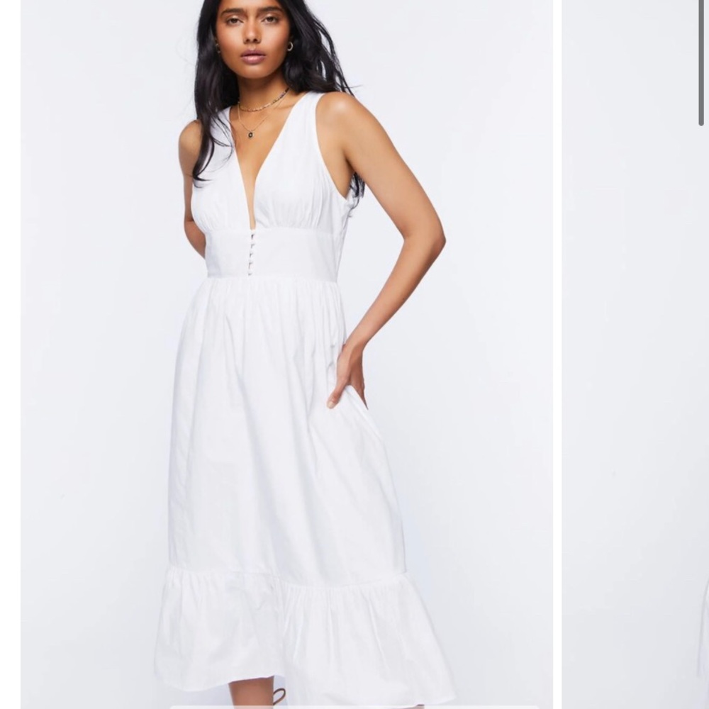 Cotton white engagement wedding elegant ruffle forever 21 dress new tags xsmall